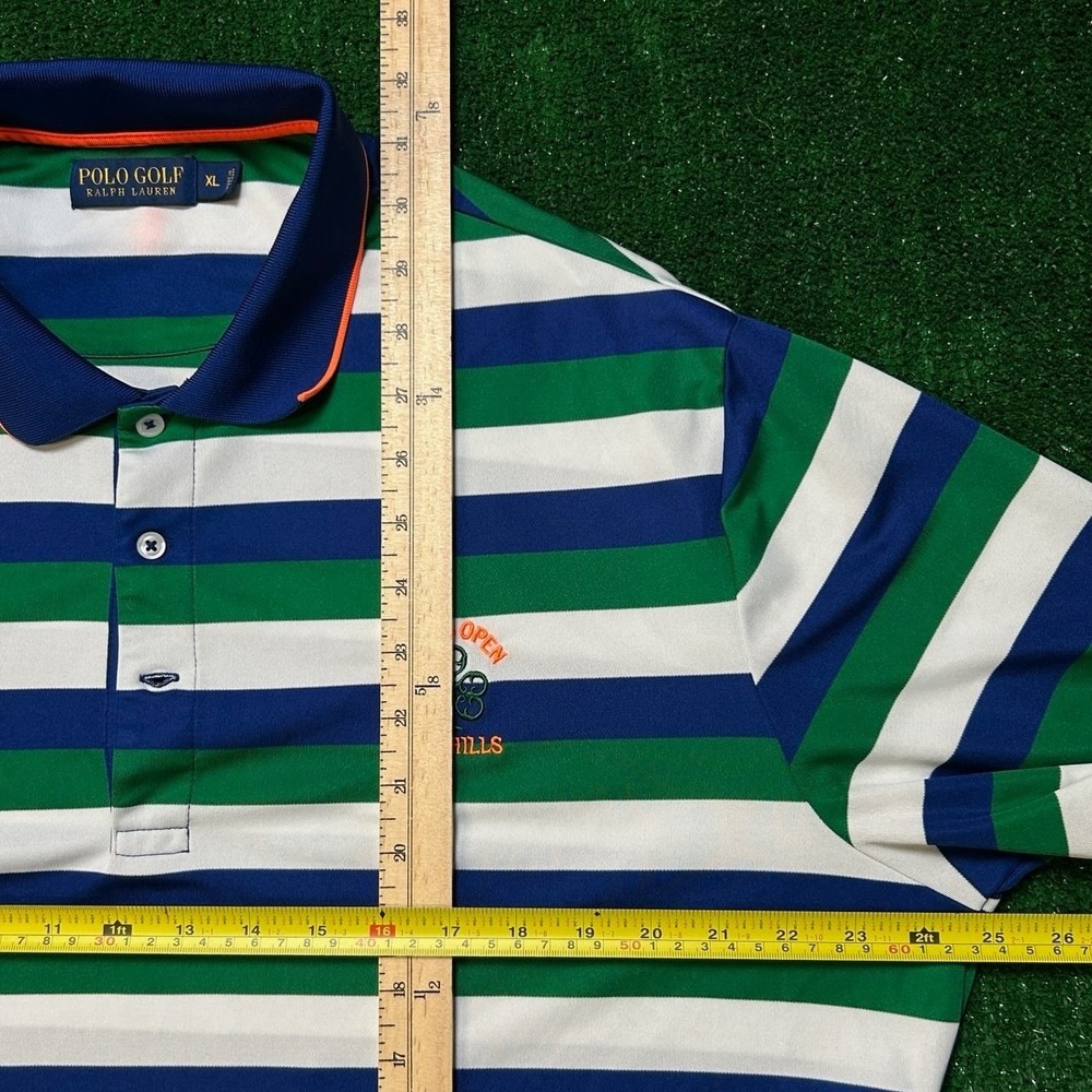 Polo Ralph Lauren 2017 US Open Erin Hills Golf Polo Striped Blue Green XL - Picture 8 of 12